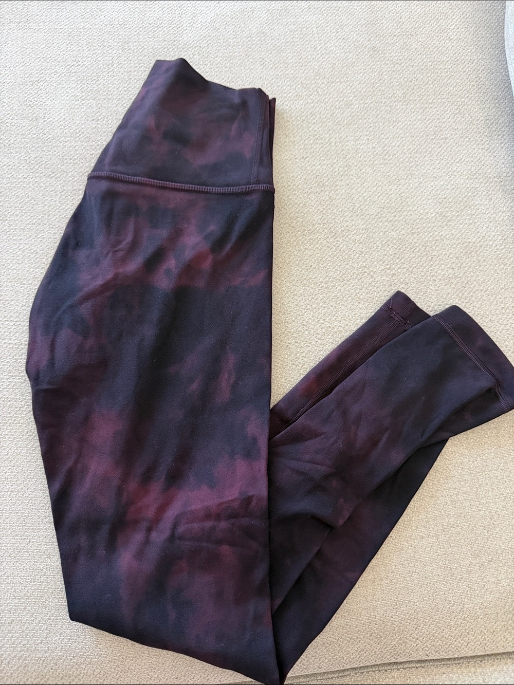 lululemon athletica  Maroon and Deep Purple Tie-Dye Leggings